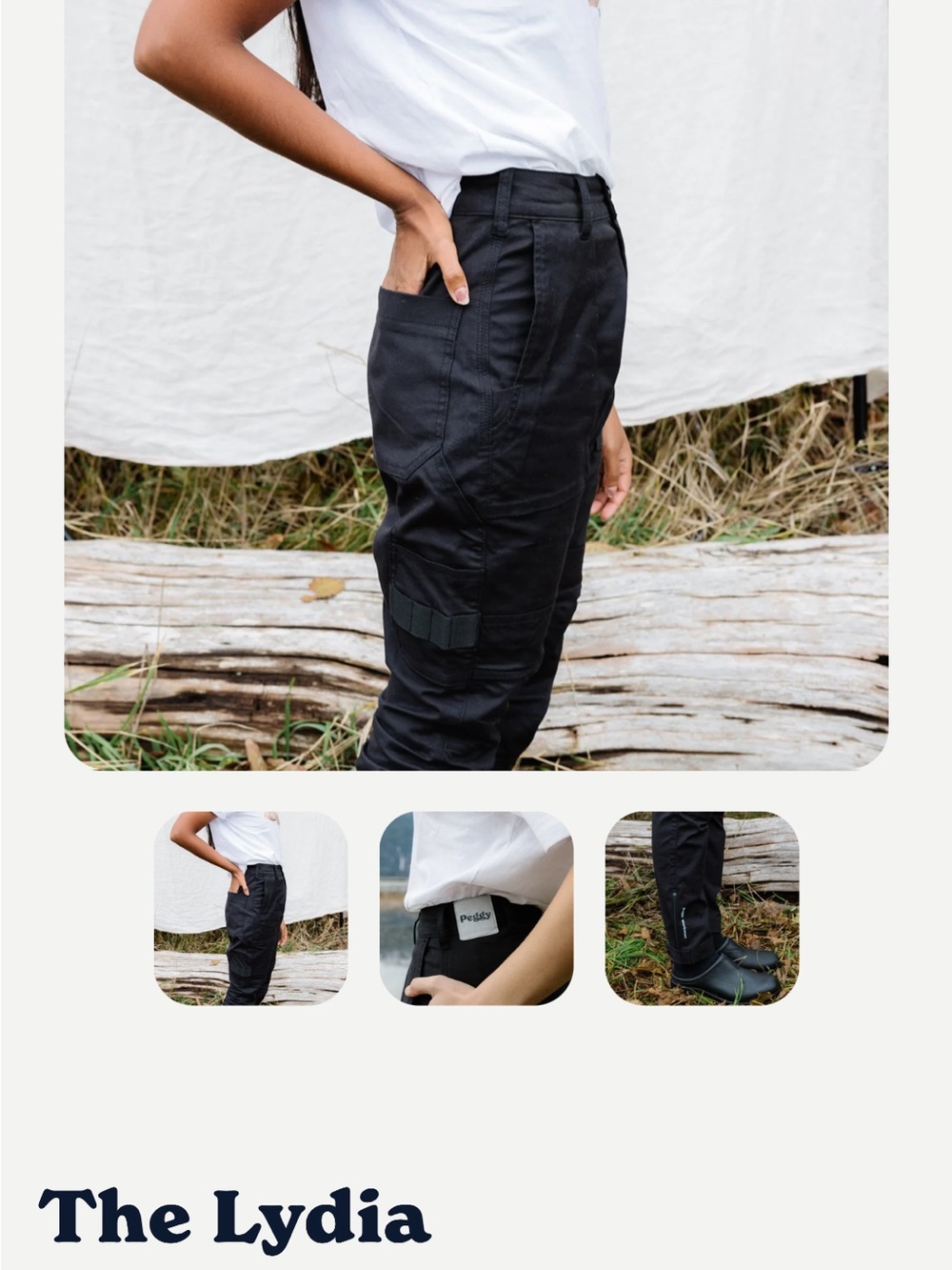 Peggy Workwear Women's Black Straight-Leg Utility Pants